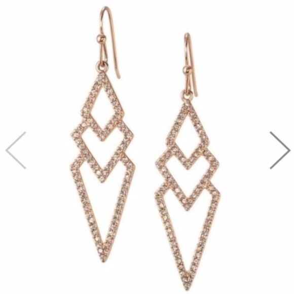 🎃 stella & dot ~ pave spear earrings rose gold ~ interlocking chevrons - Picture 8 of 9